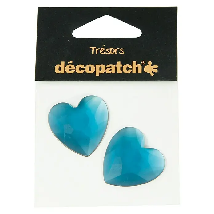 Décopatch Pieza decorativa Trésors Coeurs - 2 ud., 3 x 2 cm, Azul