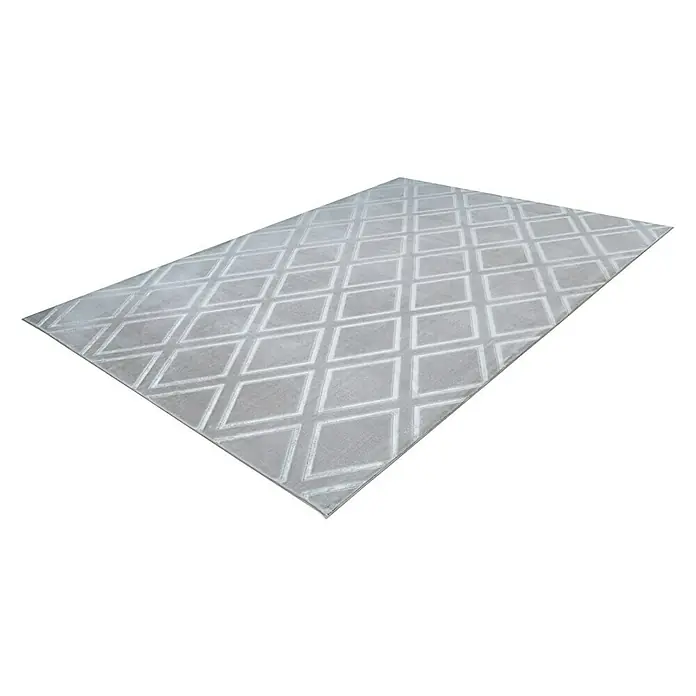 Kayoom Kurzflorteppich Monroe III - Grau/Blau, 230 x 160 cm, 100 % Polyester - Rechte Seitenansicht