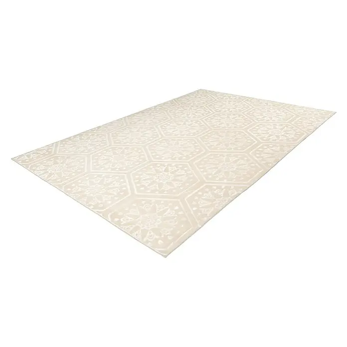 Kayoom Kurzflorteppich Monroe II - Creme, 300 x 80 cm, 100 % Polyester - Rechte Seitenansicht