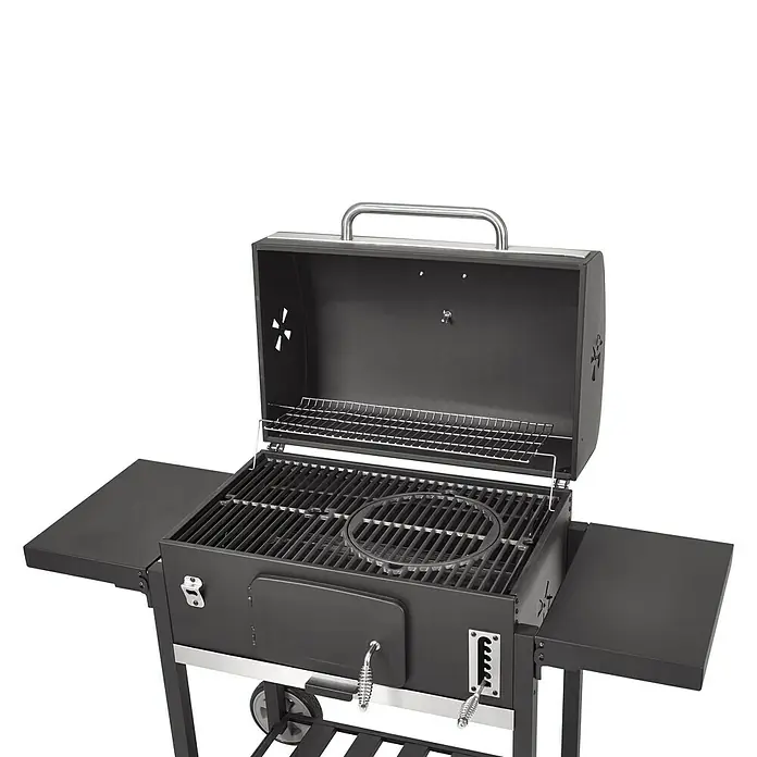 Kingstone KMS Smoker Black Angus XXL - Mit Rollwagen, Hauptgrillfläche: 70 x 43,5 cm