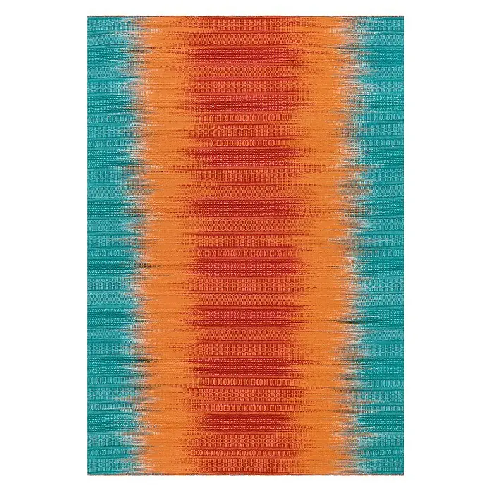 Kayoom Wollteppich Sunset - Orange/Türkis, 240 x 170 cm, 80 % Neuseeland-Wolle, 20 % Baumwolle - Ansicht von oben