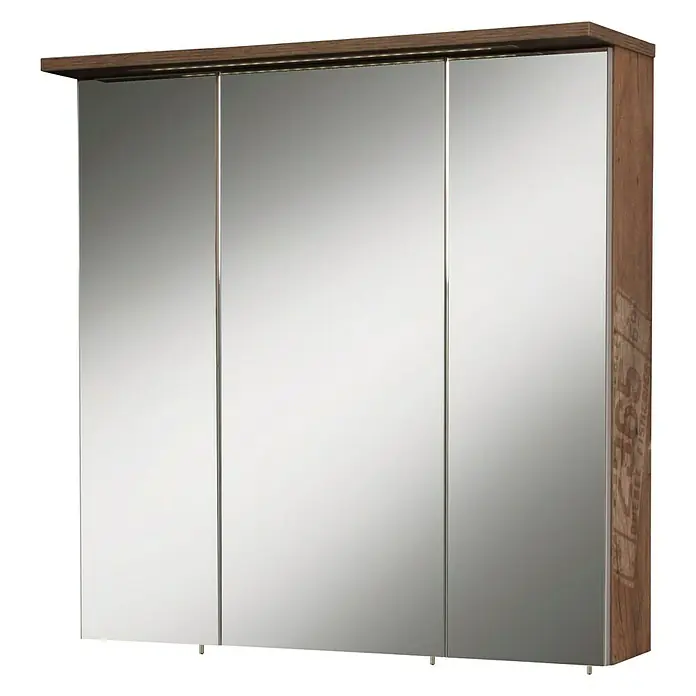 Schildmeyer LED-Spiegelschrank 700.1 Profil 1 - 70,5 x 72,5 cm, Mit Beleuchtung, Spanplatte, Panamaeiche - Rechte Seitenansicht