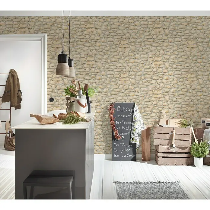 AS Creation Dekora Natur 4 Papiertapete Mauer - Grau, Steinoptik, 10,05 x 0,53 m - Stimmungsaufnahme