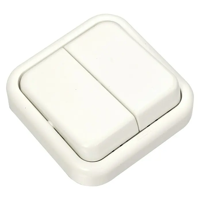 Fontini Kristal Interruptor/Conmutador doble - Blanco, En pared, Plástico
