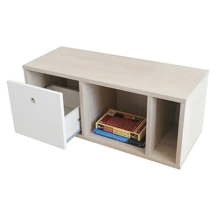 Muebles Pitarch Mueble para recibidor Nanda - Roble, Blanco, Espejo