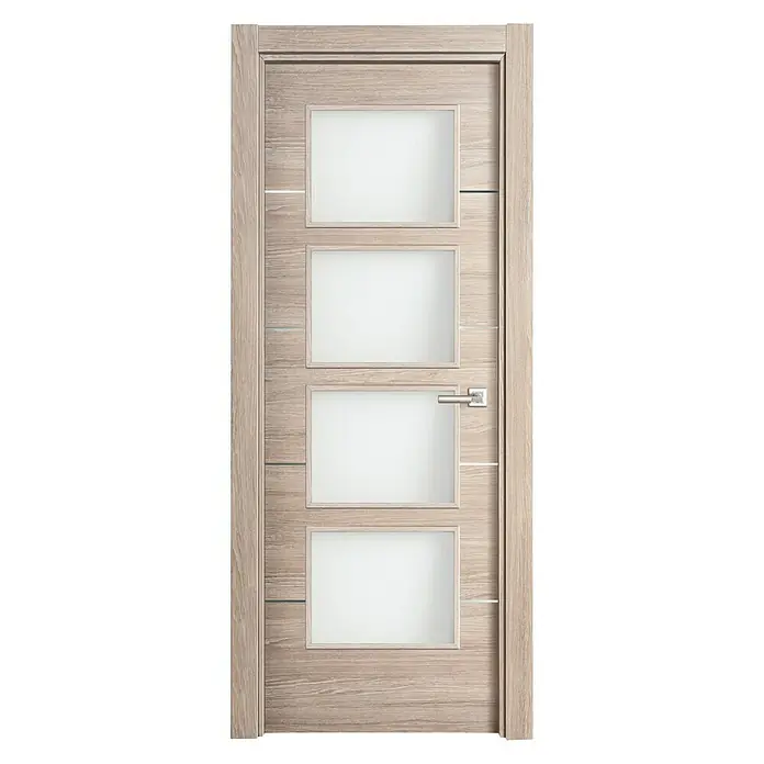 Puerta acristalada Roble Gris vidriera 400AL - 82,5 x 203 cm, Izquierda, Roble Gris, Macizo, Vidriera