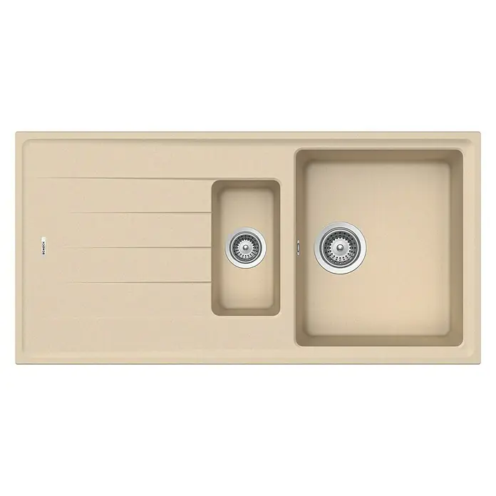 Respekta by Schock Einbauspüle Columbia - 100 x 50 cm, 1½ Becken, Cristalite®, Beige - Ansicht von oben