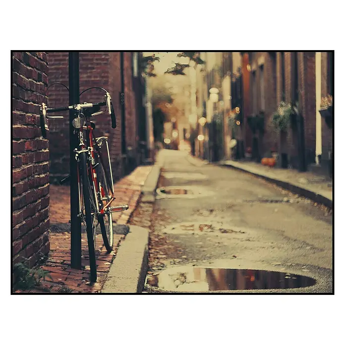 Cuadro de vidrio Bike and city - Bici en la ciudad, An x Al: 40 x 30 cm