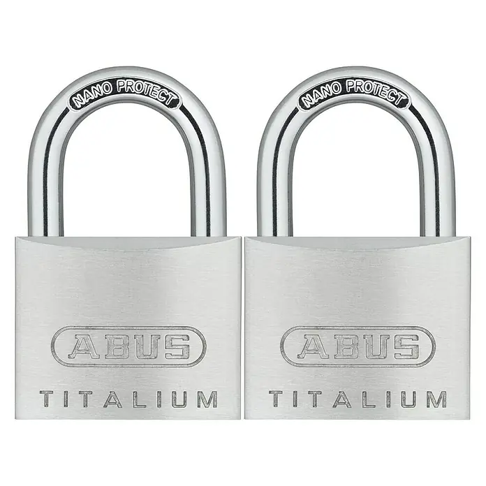Abus Vorhängeschloss-Set Titalium 64TI - B x H: 40 x 62 mm, 2 Stk., Titalium-Spezialaluminium - Vorderansicht