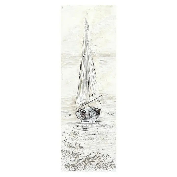 Cuadro pintado a mano - Velero en blanco, An x Al: 40 x 120 cm