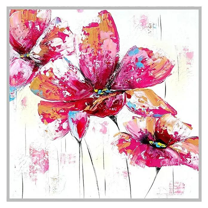 Cuadro pintado a mano y enmarcado Flor - Flower, An x Al: 44,5 x 44,5 cm