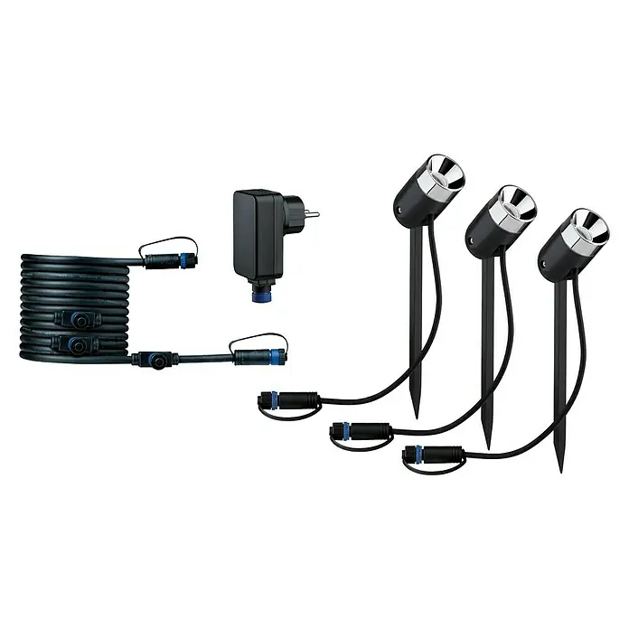Paulmann Plug & Shine LED-Gartenspot-Set Pike - 3 x 3,5 W, 230/24 V, IP65, Höhe: 31 cm - Vorderansicht