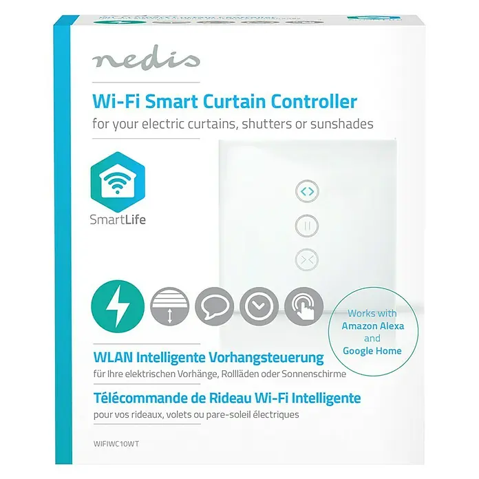 Nedis Smartlife Funk-Jalousieschalter - Weiß, L x B x H: 25 x 86 x 86 mm, Max. Anschlussleistung: 300 W - Vorderansicht