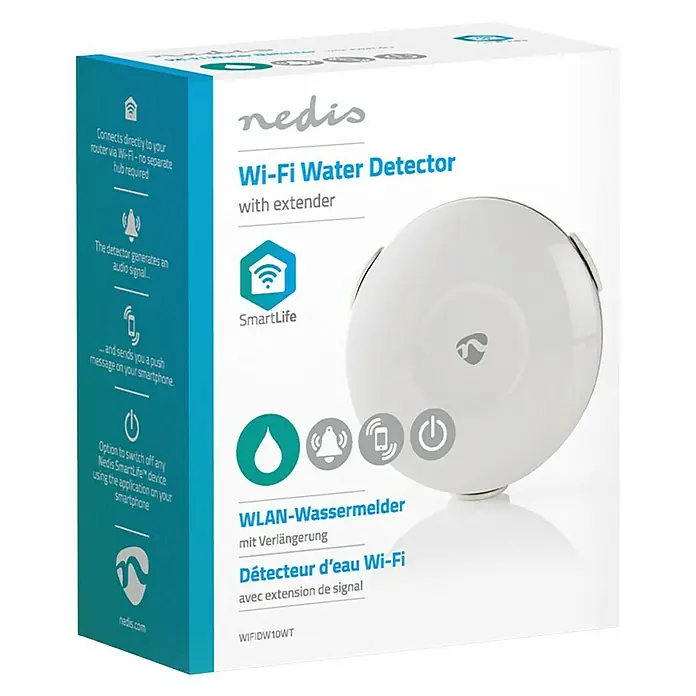 Nedis Smartlife Funk-Wassermelder - Akkubetrieben, Ø x H: 115 x 6 mm - Vorderansicht