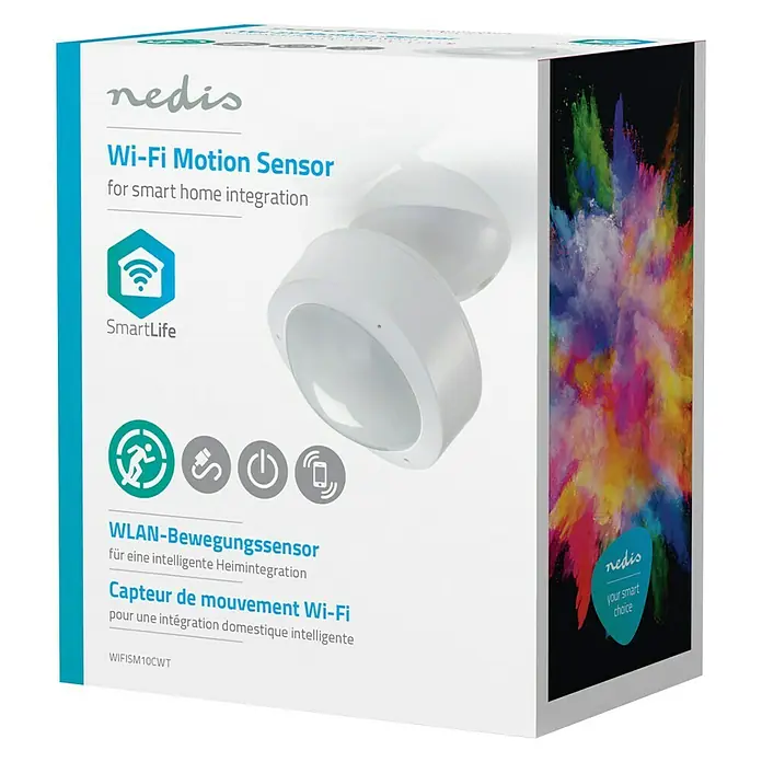 Nedis Smartlife Bewegungsmelder - Weiß, Erfassungswinkel: 120 °, Reichweite ca.: 10 m - Vorderansicht