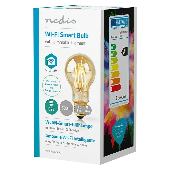 Nedis Smartlife LED-Leuchtmittel - 1 Stk., E27, 5 W, Warmweiß, Dimmbar, 110 mm - Vorderansicht