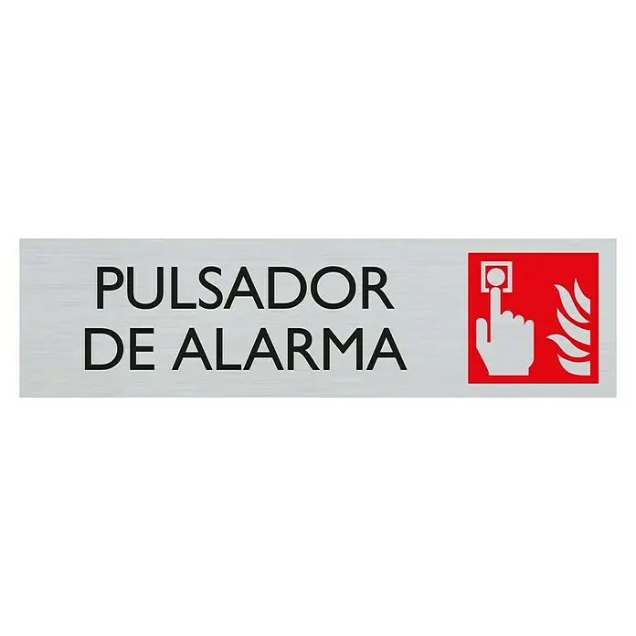 Pickup Rótulo - Plateado, Motivo: Pulsador de alarma, 16,5 x 4,4 cm