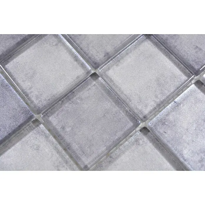 Mosaikfliese Quadrat Crystal SKY 456 - 30 x 30 cm, Grau, Glänzend - Detailaufnahme