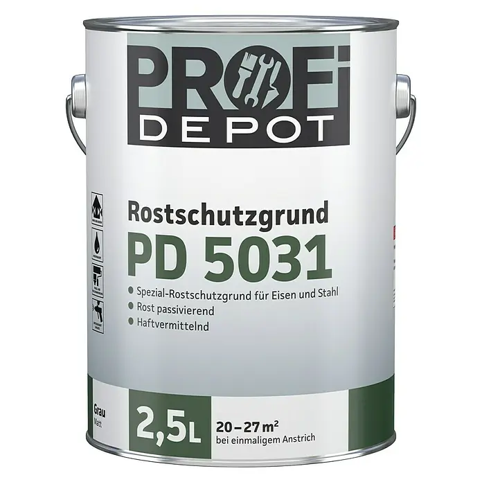 Profi Depot PD Rostschutzgrund PD 5031 - Grau, 2,5 l - Vorderansicht