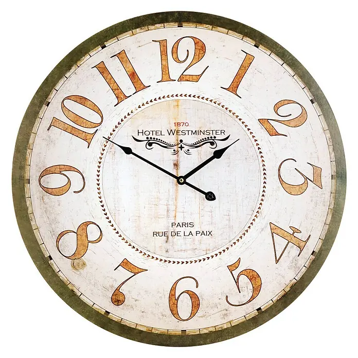 Reloj de pared redondo chapa - Multicolor, Diámetro: 60 cm