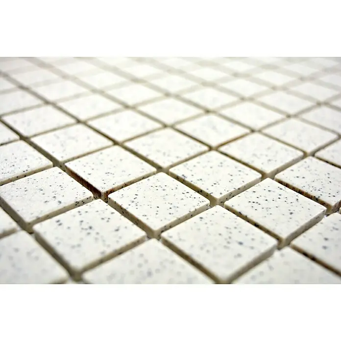 Mozaïektegel vierkant Uni CU QR208 - 33 x 30,2 cm, Crèmewit, Mat - Close-up