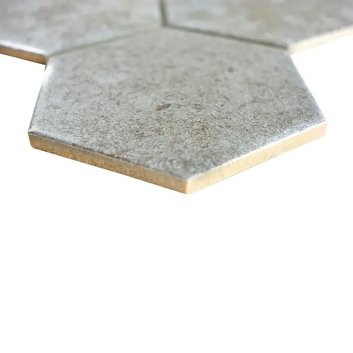 Mozaïektegel zeshoek Hexa Cement CIM HX9 CU - 25,6 x 29,55 cm, Cementgrijs, Mat - Close-up