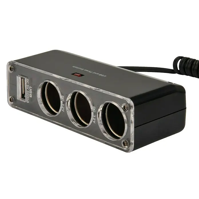 Cartrend Auto-Dreifach-Steckdose - Geeignet für: Autos, Ausstattung: USB 2.0 - Ansicht von oben