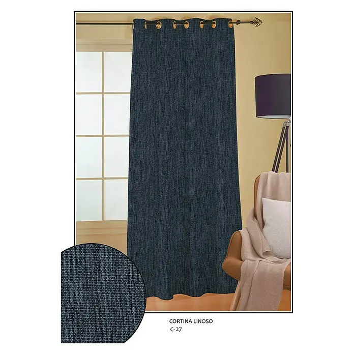 Cortina con ollaos Linoso - 140 x 260 cm, 100% poliéster, Jean