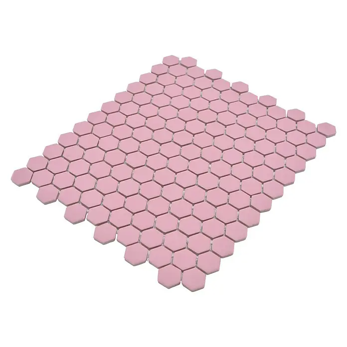 Mosaikfliese Hexagon Uni HX AT22 - 26 x 30 cm, Rosa, Matt - Rechte Seitenansicht