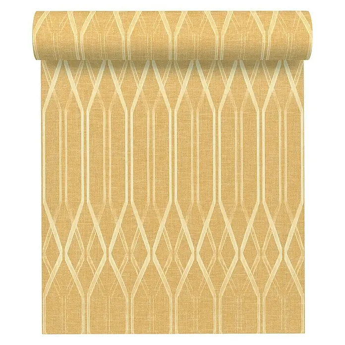 AS Creation Linen Style Vliestapete Grafik - Senf, Grafisch, 10,05 x 0,53 m - Vorderansicht