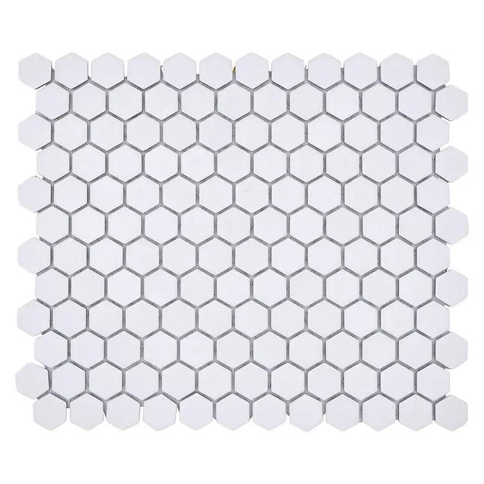 Mosaikfliese Hexagon Uni HX AT21 - 26 x 30 cm, Weiß, Matt - Vorderansicht