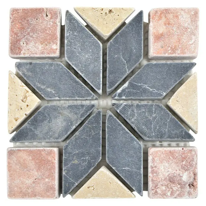 Antikmarmor Dekorfliese Star B3 XND 13013 - 10 x 10 cm, Nero, Matt - Ansicht von oben