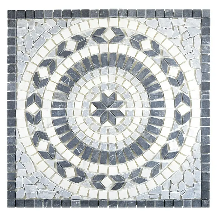 Antikmarmor Dekorfliese Earthnero XND 61057 - 61 x 61 cm, Schwarz/Grau/Weiß, Matt - Ansicht von oben