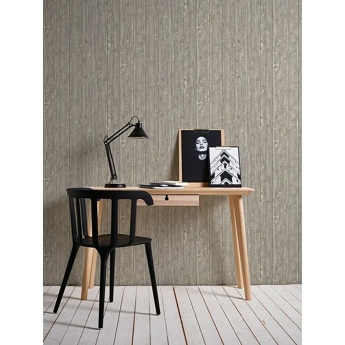 Lutèce Authentic Walls 2 Vliestapete - Braun, Holzoptik, 10,05 x 0,53 m - Stimmungsaufnahme