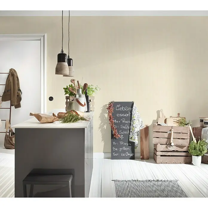 my look Vliestapete - Beige, Uni, 10,05 x 0,53 m - Stimmungsaufnahme