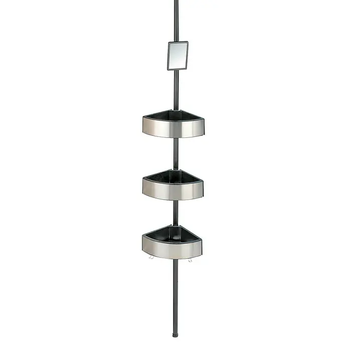 Wenko Uittrekbaar hoekrek Premium Big Black - Hoogteverstelling: 70 cm - 260 cm, 3 etages, Rvs/zwart