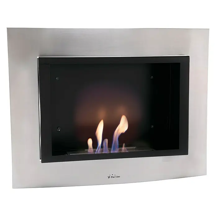 Purline Chimenea de bioetanol Thea - L x An x Al: 14 x 63,5 x 48 cm, Acero inoxidable/Negro