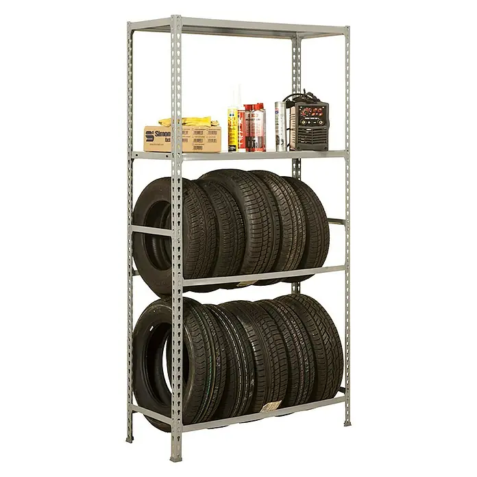 Simonrack Simongarage Estantería para neumáticos Megaplus - L x An x Al: 40 x 120 x 200 cm, Capacidad de carga: 200 kg/balda, Número de baldas: 4 ud., Inserción, Gris