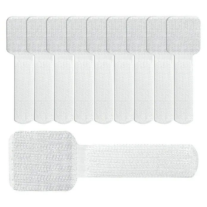 Label The Cable Klett-Kabelbinder Wall Straps - Weiß, 90 x 28 x 3 mm, 10 Stk. - Vorderansicht