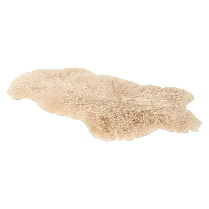 Esbeco Deko-Tibetschaffell - Beige, 100 x 70 cm, 100 % Echtfell - Linke Seitenansicht