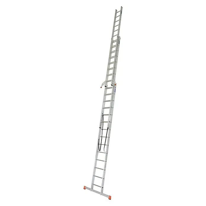 Krause Monto Sprossen-Mehrzweckleiter Tribilo - Arbeitshöhe: 10,9 m, 3 x 14 Sprossen, Aluminium - Linke Seitenansicht