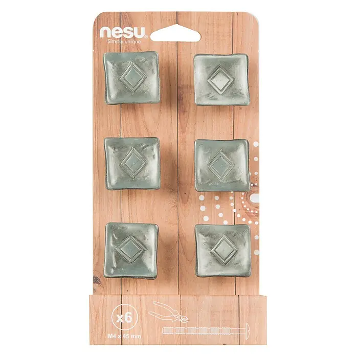 Nesu Set de tiradores para muebles 2313 6 uds. - L x An x Al: 3,3 x 3,3 x 2,1 cm, Acero, Niquelado