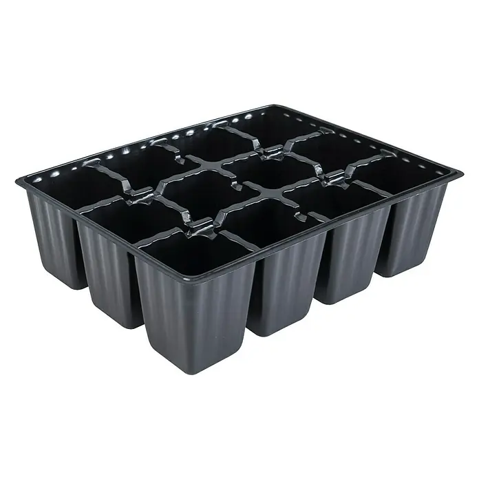 Windhager Anzuchttopf - L x B x H: 17,5 x 13,5 x 5,5 cm, Schwarz, 4x12 Töpfe