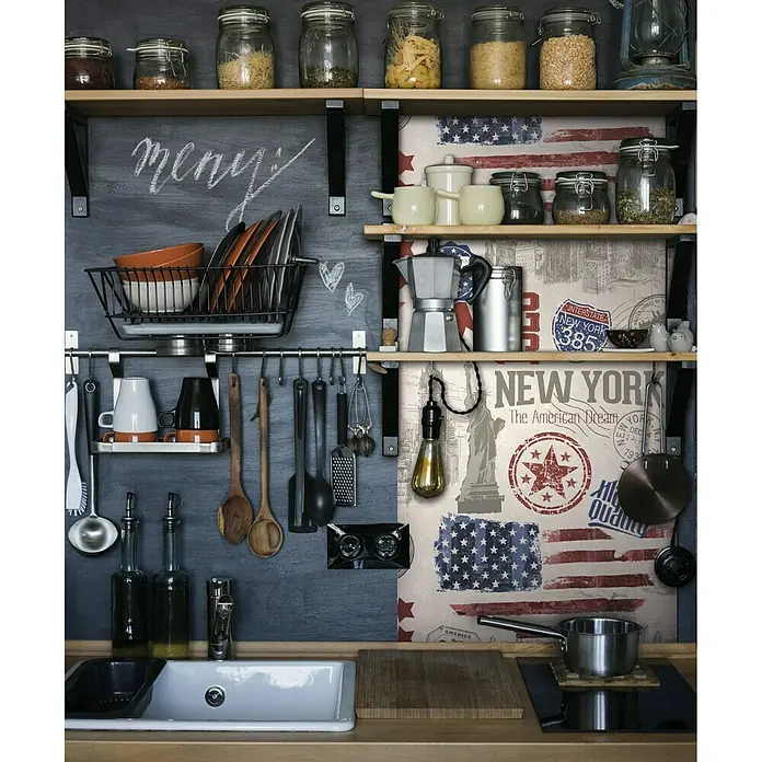 D-c-fix Dekore Klebefolie Brooklyn - L x B: 200 x 67,5 cm, Brooklyn, Bunt, Selbstklebend