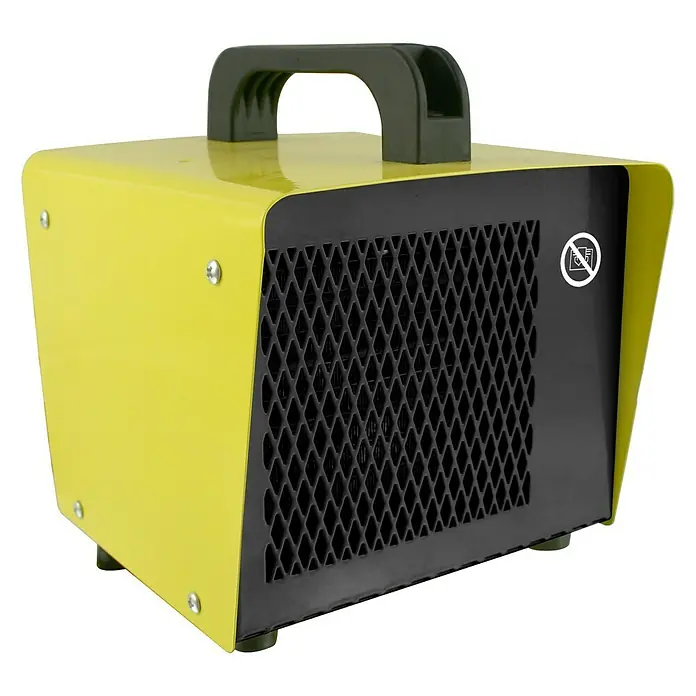 Voltotherm Bauheizer Box - 2.000 W, Gelb/Schwarz, L x B x H: 18,8 x 17,8 x 19,7 cm - Rechte Seitenansicht