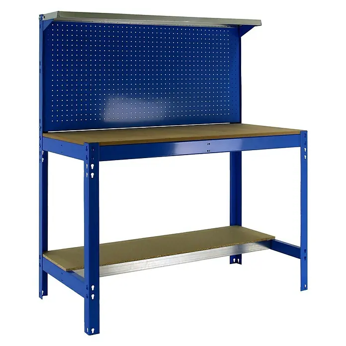 Simonrack Simonwork Werkbank BT3 1200 - L x B x H: 61 x 121 x 144,5 cm, Blau - Linke Seitenansicht