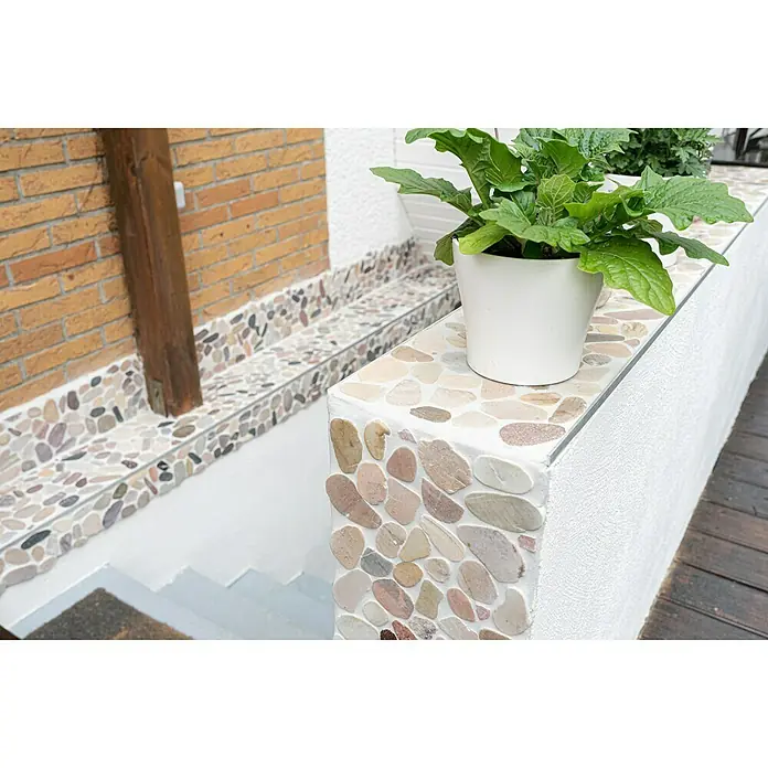 Mosaikfliese Kiesel XKS 404 - 31,5 x 31,5 cm, Beige/Grau, Matt - Stimmungsaufnahme