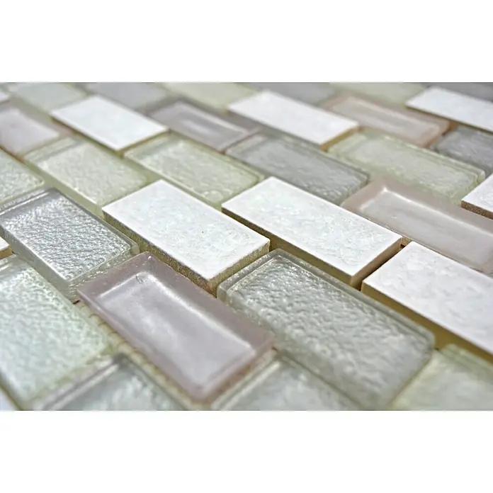 Mozaïektegel Crystal Mix ICE BR11 - 30 x 30 cm, Wit, Glanzend - Close-up