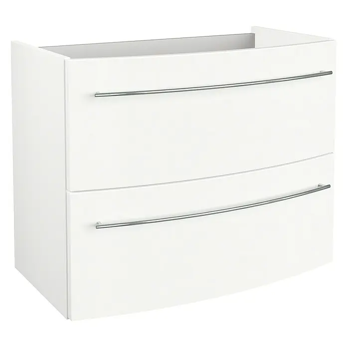 Camargue Excelsior Waschtischunterschrank - 79,4 x 45,6 x 63 cm, 2 Schubkästen, Weiß, Hochglanz - Linke Seitenansicht