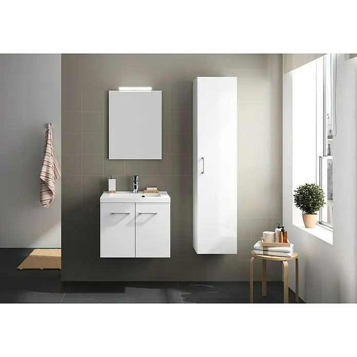 Allibert Badmöbel-Set Fast Pack - 90 cm, Weiß, Glänzend